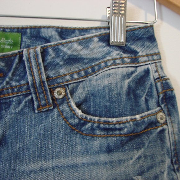Aeropostale Jeans Bayla Skinny Straight Distressed Size 3 / 4 Tall 30" Inseam - Picture 6 of 15